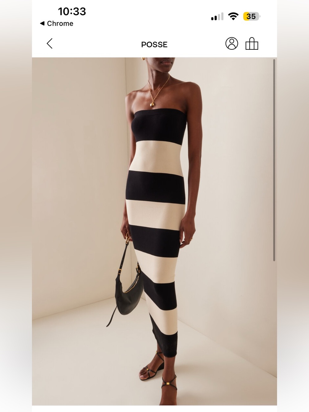 Posse Black & Cream Wide-Stripe Tube Maxi Skirt
